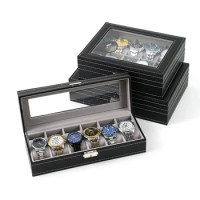 Watch Boxes 2/3/4/5/6/8/10/12 Girds Cases Storage Boxes Watch Organizer Case PU Leather Watch Display Jewelry Box For Best Gifts