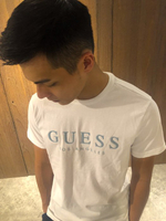 美國百分百【全新真品】Guess T恤 T-shirt 短袖 短T 浮雕logo 上衣 男款 M號 白色 J342
