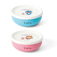 台灣 VIIDA 熊大和碰碰狐鯊魚寶寶抗菌不鏽鋼餐碗430ML(2色可選)