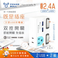 【POWER BULL 動力公牛】PB-863U 2USB+2插節能分接插座(USB 充電器 分接器)
