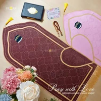 Sajadah Couple Lembaran Rafa Love Velvet – Motif Kabah & Love | Antislip + Rumbai Emas + Free Tasbih