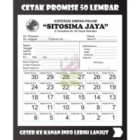 Cetak Kartu Promise Angsuran Koperasi Simpan Pinjam 100 lembar