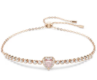Swarovski 施華洛世奇 SWAROVSKI ONE璀璨粉色水晶愛心玫瑰金可調節手鍊手環 5646745 1pc