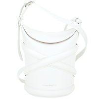 Alexander McQueen The Curve 牛皮翻蓋斜背水桶包(白色)