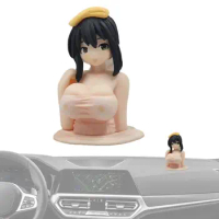Chest Shaking Girl Ornaments Car Dashboard Bicycle Mini Decoration Crafts  Funny Posing Bobbleheads Dolls Modeling Anime Statue