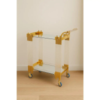 Trolley Emas Mewah Multifungsi / Trolley Sultan Untuk Keperluan Komersial, Vintage Serving Trolley C