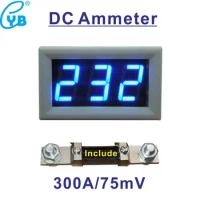 DC 300A 75mV Ammeter Current Meter LED Digital Ammeter Include Shunt Amp Panel Meter Current Indicator Ampere Meter Amp Tester