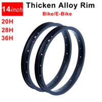 14inch Black Bicycle Rim 20H 28H 36H Electric Bike Rims Aluminum Alloy 30mm Thickened Folding Bikes Rims E Bike Rims Customized
