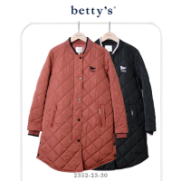 betty’s貝蒂思 小旗子刺繡菱格紋長版鋪棉外套(共二色)