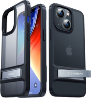 【日本代購】TORRAS 手機殼 半透明 美軍MIL規格 附帶支架 iPhone 14/13 黑色