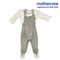 mothercare 專櫃童裝 灰鹿長袖+連腳吊帶褲 (6-18個月)