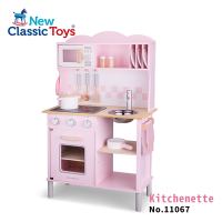 【荷蘭New Classic Toys】 聲光小主廚木製廚房玩具(櫻花粉-含配件12件) - 11067/木製玩具/廚房玩具/家家酒