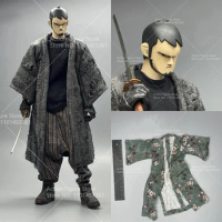 1/6 Scale Samurai Head Carving Male Grey Rag Version of Linen Long Shirt Loose Pants Beggar Suit for 12" Action Figure Body Toys