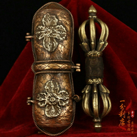 西藏回流純銅鎏金八股金剛杵镢老銅杵普巴杵居家文玩老銅藝銅法器
