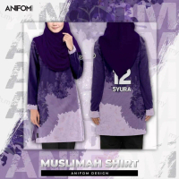 Muslim couple shirts set Muslimah Jersey custom name and number jersey shirts Muslimah purple sublim