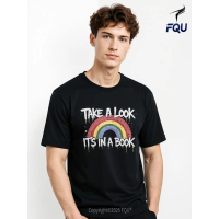 FQU Take A Look It’s in A Book T-shirt Patriotic Unsupervised gifts for Dad Fun Crew Neck Short Slee
