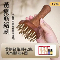 其他品牌 - 黃銅經絡刷全身疏通按摩刷揉肚子腹部頭部手腿背部刮痧工具揉腹刷精油經絡圖