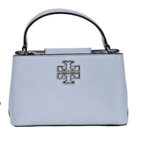 【TORY BURCH】TB Britten 簍空雙T LOGO 荔枝紋小號手提斜背包(天空藍/母親節送禮)
