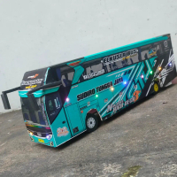 Miniatur Truk Triplek Halus 3mm - Miniatur Bus stj pangeran biru Full Lampu Leed Kelap Kelip - Maina