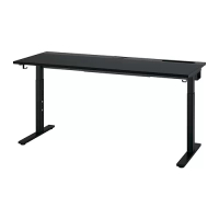 MITTZON 書桌/工作桌, 黑色/實木貼皮 梣木/黑色, 160x60 公分