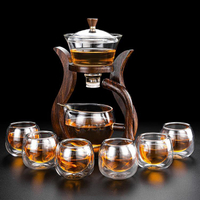 茶壺 全自動玻璃功夫茶具茶杯套裝透明泡茶器簡約耐熱懶人茶壺家用創意【森林】