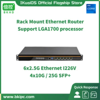 IKuaiOS B660 6L 4S LGA1700 Core i3 i5 i7 6x2.5G Ethernet 4x10G SFP 25G SFP28 1U Rack Mounted Router Server Network Firewall