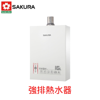 〈原廠安裝〉櫻花熱水器DH-1603A(天然/FE式)屋內型強制排氣式16L(同DH1605A)