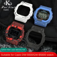 For Casio DW5600/GW-B5600 Small Square Carbon fiber waterproof watchband Series Modified Men's Resin black Watch case Silicone