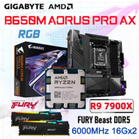 Gigabyte B650M AORUS PRO AX AMD B650 Motherboard Combo DDR5 Memory 32GB RAM R9 7900X AM5 Processor Kit Socket am5 Mainboard New