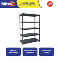 Rak Besi ZEHN Giga 120×60×183 cm, 5 Susun Warna Hitam- Proteksi Ganda Extra Bubble Wrap