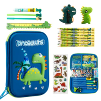 Cool Dinosaur Pencil Case Stationery Set Unicorn 3D EVA Pencil Box Organizer School Supplies for Kids Boys Back To School Gift