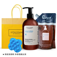 結帳92折✿L'OCCITANE 歐舒丹 草本淨涼洗髮環保組[洗髮乳+補充包+頭皮按摩刷]-送禮首選