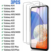 3PCS Protective Glass for Samsung Galaxy A14 A34 A54 A02 A12 A52 A72 A03 A13 Screen Protector for Samsung S21 S22 S23 Plus Glass