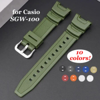 Matte Resin Watchband for Casio SGW-100 Silicone Rubber Soft Watch Strap Sport Waterproof Replacement Wrist Band Accessories