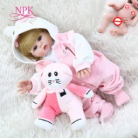 48 Cm Full Body Silikon Lembut BEBE Boneka Reborn Bayi Gadis Merah Muda Kucing Gaun Set Manusia Hidup Fleksibel Boneka Bayi