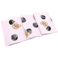 MOSCHINO 塗鴉泰迪熊粉色混紡羊毛圍巾(180x30)