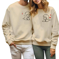 Baju Kaos Couple Pasangan Logo List Boneka ( HARGA 2 BAJU)/ Kaos Pria Wanita Lengan Panjang Bahan Ba