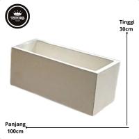 Pot Tanaman Teraso Model Persegi Panjang | Pot Terazzo Kotak Portable Putih
