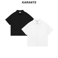 Karants เสื้อเชิ้ตสีพื้นทรง Cropped Boxy ผ้า Cotton เย็น เกรดพรีเมียม สำหรับผู้ชายและผู้หญิง KR219 U
