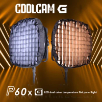 COOLCAM P60X Photography Light Bi-color 2700k-6500k LED Panel Light with Soft Light Box For Filming Live Streaming Streaming
