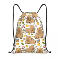 Capybara Yuzu Onzen Bath Drawstring Backpack Sports Gym Bag String Sackpack for Running