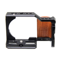 Camera Cage W/ Wood Side Handle Grip for Sony ZV-E10 Quick Release Plate Mount Video Shooting Stabilizer Camera Rabbit Case