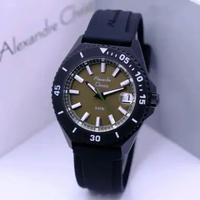 ALEXANDRE CHRISTIE AC8693 / AC 8693 BLACK GREEN PRIA ORIGINAL Rubber Watches