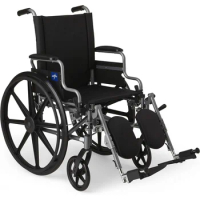 Medline Lightweight Wheelchair for Adults With Swing-Back, Desk-Length Arms, Elevating Leg Rests; 18W" x 16"D Seat