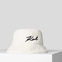 หมวก รุ่น K/SIGNATURE FAUX-FUR BUCKET HAT สีขาว