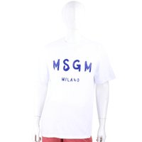 MSGM 塗鴉藍字母白色棉質短袖TEE T恤(男款)