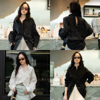 เสื้อเชิ้ตทรงโอเวอร์ไซส์ แต่งโบว์ใหญ่ด้านหลัง VSHOP