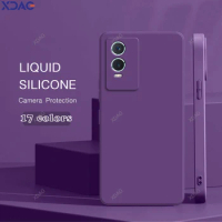 Shockproof Basic Liquid Silicone Case Cover for VIVO Y76 S Y76S 5G Square Funda Phone High Qualtiy Soft Back Accessories Carcasa