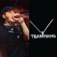 KPOP GOT7 Jackson Wang Necklace TEAM WANG Diamond Pendant Chain Hip Hop Trend Versatile Unisex Clothing Jewelry Accessories