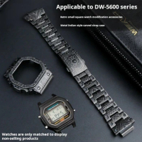 Retrofit to do carved case strap men watchband For Casio G-SHOCK DW5600 Stainless steel Bezel Quick release Cool Metal wristband